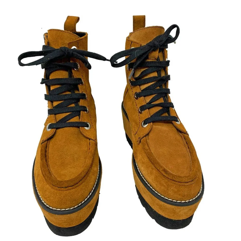 Free People‎ Maverick Rust Suede Platform Wedge Booties